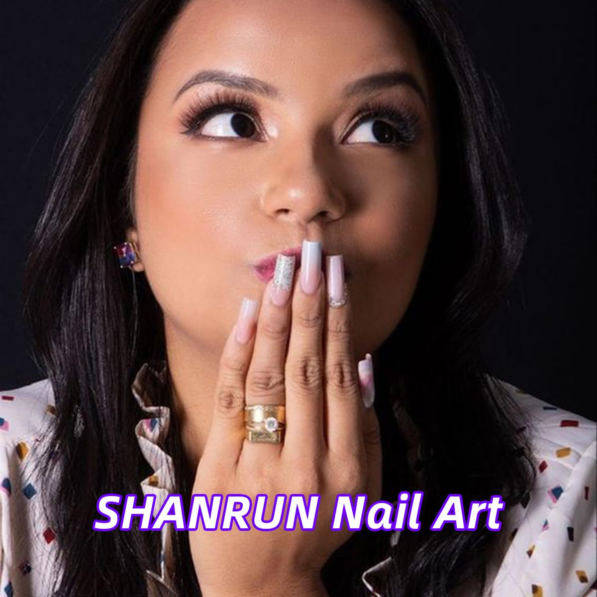 Gorgeous Pink Flower French Press-On Nails & Toenails Set - Full Cover Acrylic Nail Art Kit with Glue for Stunning Manicures and Pedicures