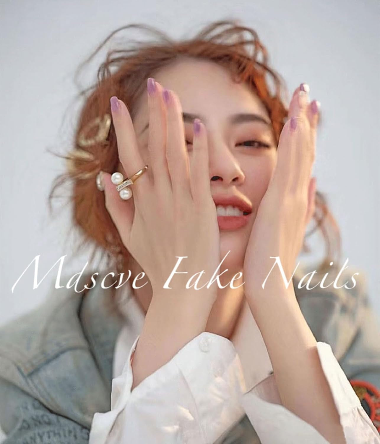 Glamorous Medium Press-On Nails - 24 Pcs Square French Tip Design with Silver Glitter & White Ombre - Glossy Nude Acrylic Stick-Ons for Effortless Elegance