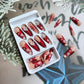 Elegant Luxury Christmas Press-On Nails with 3D Snowflake & Elk Charms - 24 Pcs Red Glitter Full Cover Designs for a Festive New Year Look