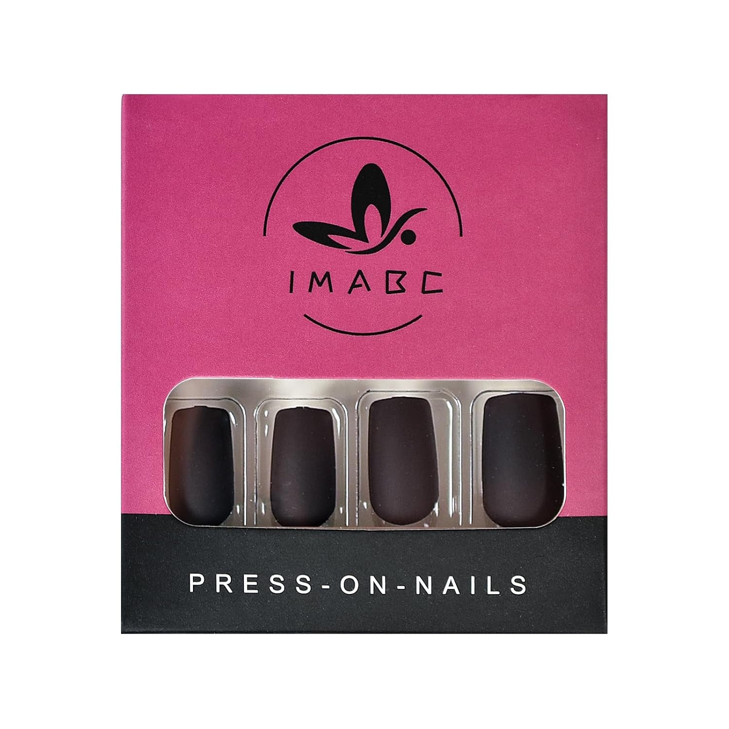 Chic Matte Black & Silver Metallic French Press On Nails - Medium Length Square Reusable Acrylic Manicure for Women & Girls (24 Pcs) Perfect for Daily Wear, Office, and Parties