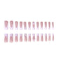 Matte Pink Long Square Press-On Nails - 24 Pcs Glossy French Tip Full Cover Acrylic Manicure for Women & Girls