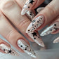 24Pcs Deep Red Baroque Starry Press-On Almond Nails - Stylish & Wearable Fake Nails for Women