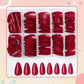 240 Pcs Almond Red Press-On Nails - Full Cover Solid Color Acrylic Fake Nails with 5 Sheets Adhesive Tabs for Effortless Glam!