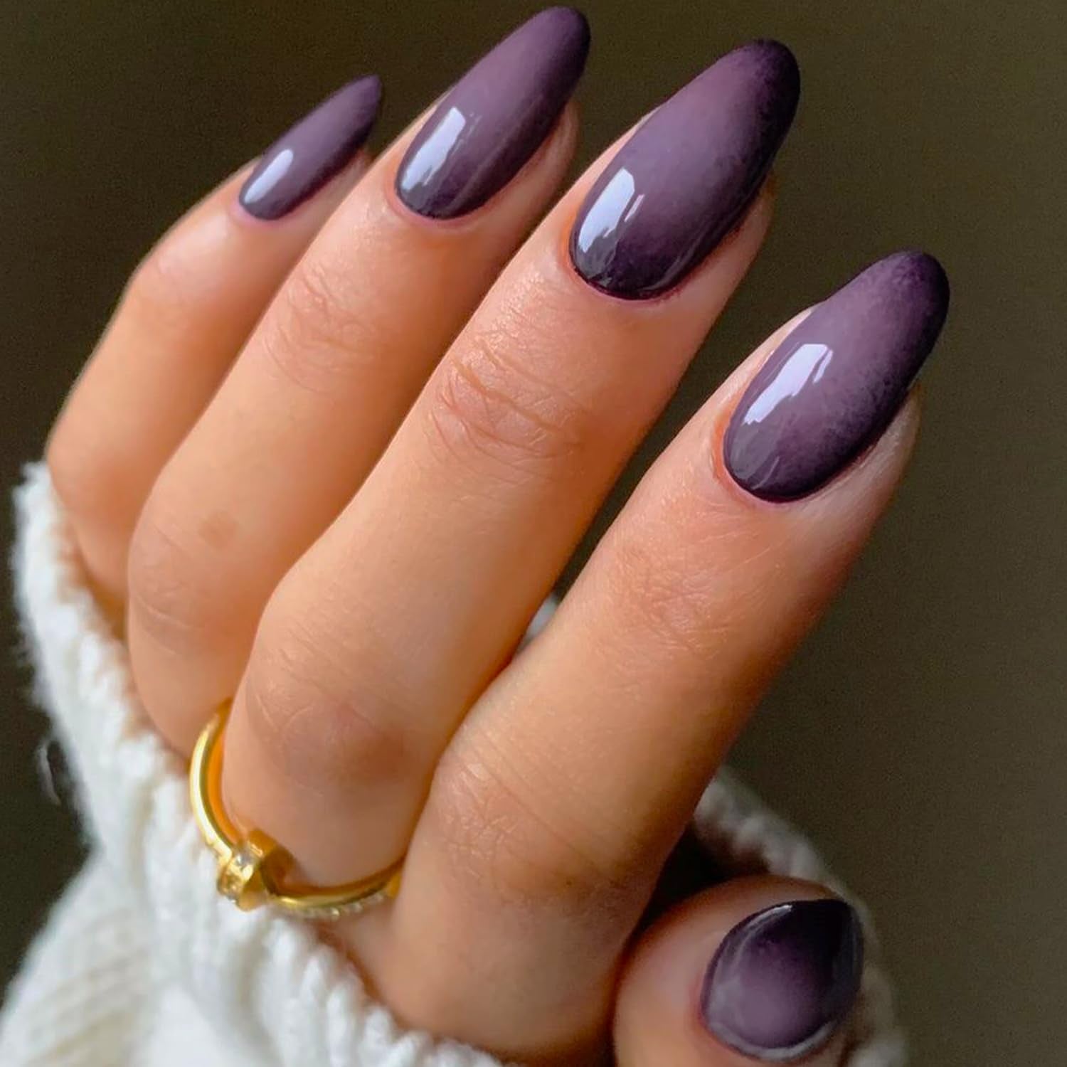 Stunning Black Pink Ombre Press-On Nails - Medium Almond, Purple Aurora Stiletto & Short Oval Tips - Reusable Acrylic Nail Kits for Glamorous Looks