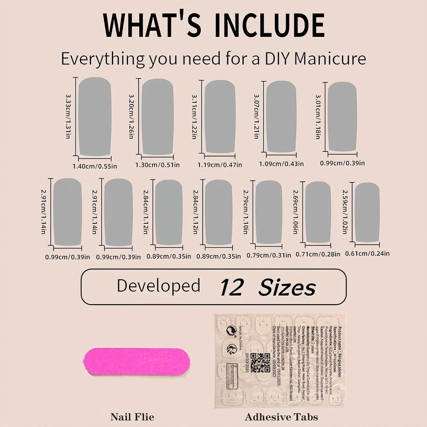 Glamorous French Tip Press-On Nails with 3D Rhinestones - Long Square Glossy Nude False Nails with Flower & Butterfly Charms - 24 Pcs for Stunning Nail Decor