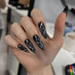 Glamorous 24Pc Halloween Almond Press-On Nails - Sharp French Ballerina Design with Diamond Accents