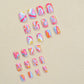 Colorful Wavy Line Press-On Nails - 24 Pcs Glossy Short Coffin Acrylic Fake Nails for Women