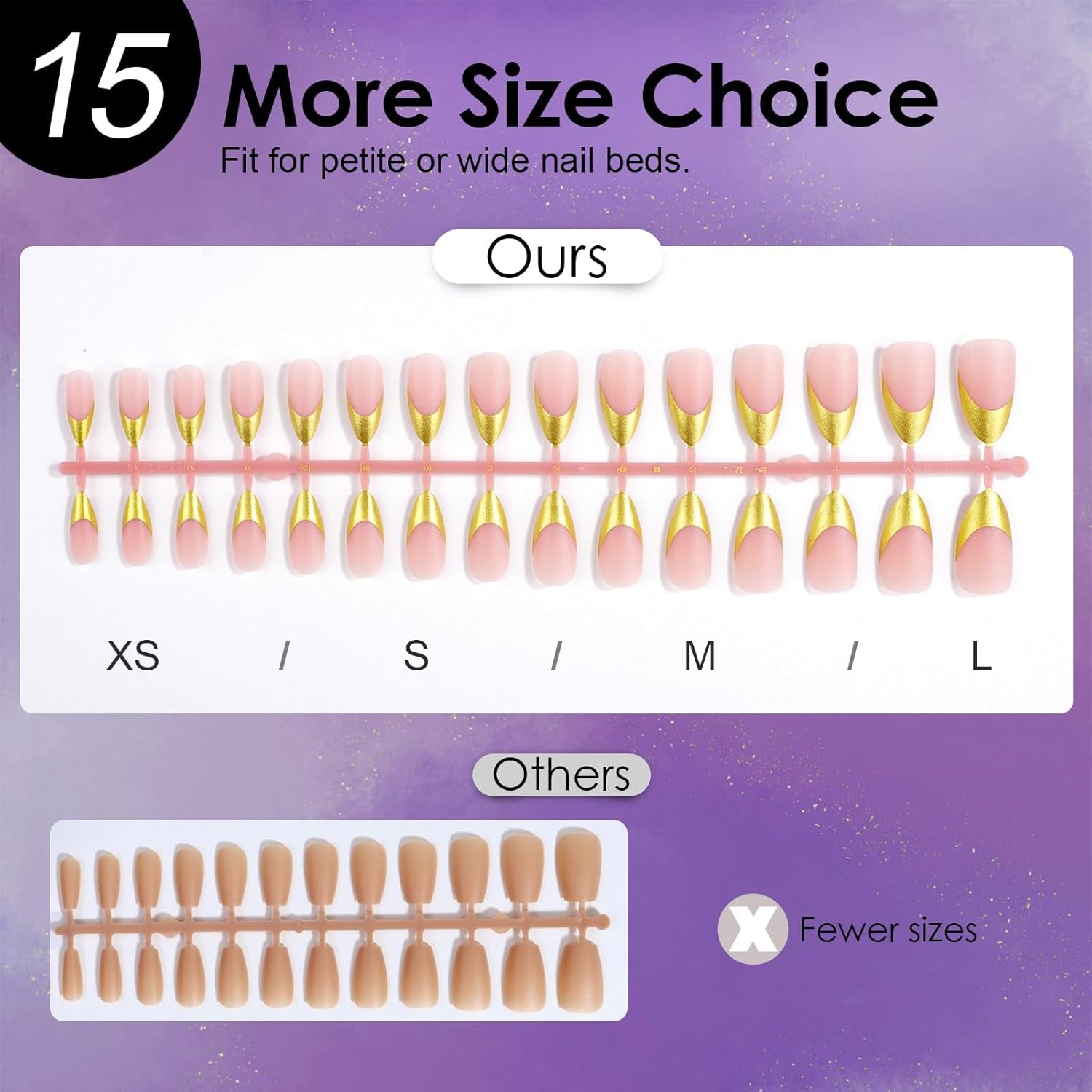 Glamorous Gold Chrome French Tip Press-On Nails - 150 Pcs Medium Almond DIY Gel Nail Tips with Stunning Designs