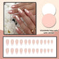 French Tip Chrome Press on Nails Almond Medium Fake Nails with Mirror Designs Glossy Glue on Acrylic Nails Nude Full Cover False Nails for Women