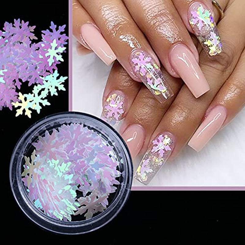 Christmas Snowflakes Ultrathin Nail Sequins Laser Sparkly Nail Glitter Flake Winter DIY Nail Decals Nail Decoration