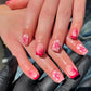 24Pcs Elegant Fairy White Flower Press-On Nails with Pink French Tips - Short Square Design for Effortless DIY Manicure