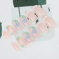 Stunning 24 Pcs Pink Flower French Acrylic Press-On Nails - Easy Glue-On for Effortless Elegance!