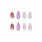 Gorgeous Butterfly Press-On Nails - Medium Almond Shape, 24 Pcs Pink Acrylic False Nails for Women and Girls
