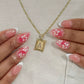 24Pcs Elegant Fairy White Flower Press-On Nails with Pink French Tips - Short Square Design for Effortless DIY Manicure