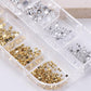 12 Grids of Gold & Silver 3D Half Round Nail Charms - Metal Caviar Beads for Stunning Nail Art Designs