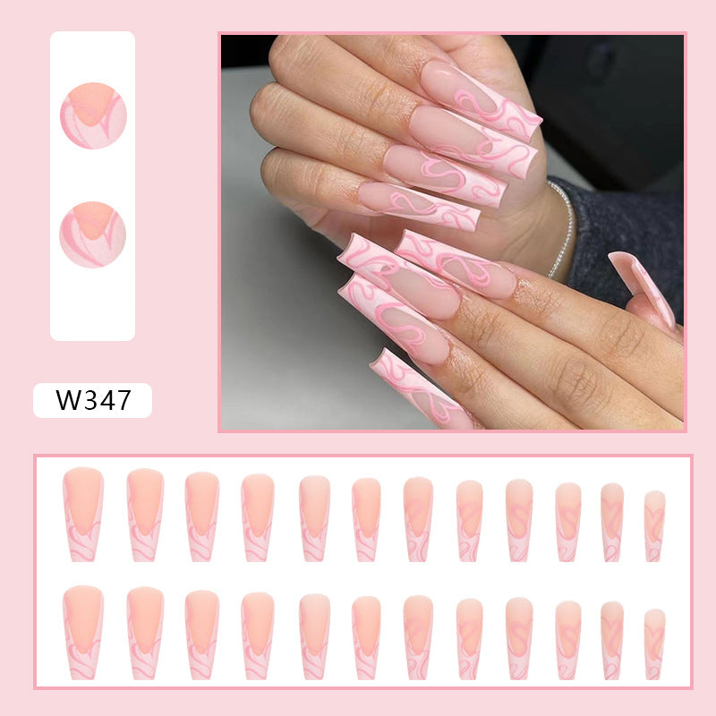 Chic Heart Stripe Press-On Nails for Effortless Style