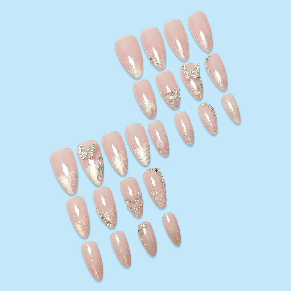 Glamorous Butterfly Nail Stickers - Hot Girl Cat Eye with Diamond Armor Design