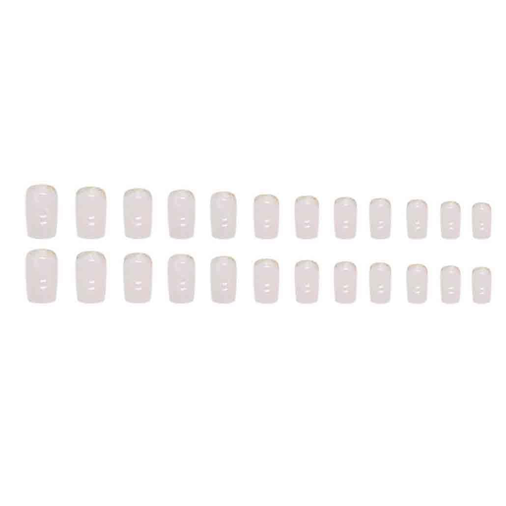 Luxury Pink Marble French Tip Press-On Nails - 24 Pcs Medium Square Acrylic Set with Rhinestones for Women and Girls