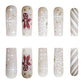 Festive Gingerbread Man Press-On Nails - 24Pcs Long Square Acrylic Set with Snowflake & Stripe Designs for a Merry Christmas!