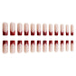 Gothic Glam: 24 Pcs Long Square Red French Tip Press-On Nails - Glossy Squoval Acrylics