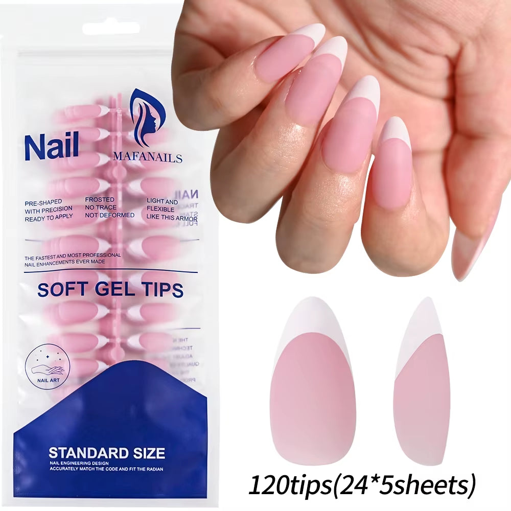 120Pcs Pink Ombre Medium Coffin Press-On Nails - Glossy Handmade Acrylic Gradient Design for Stunning Nail Art