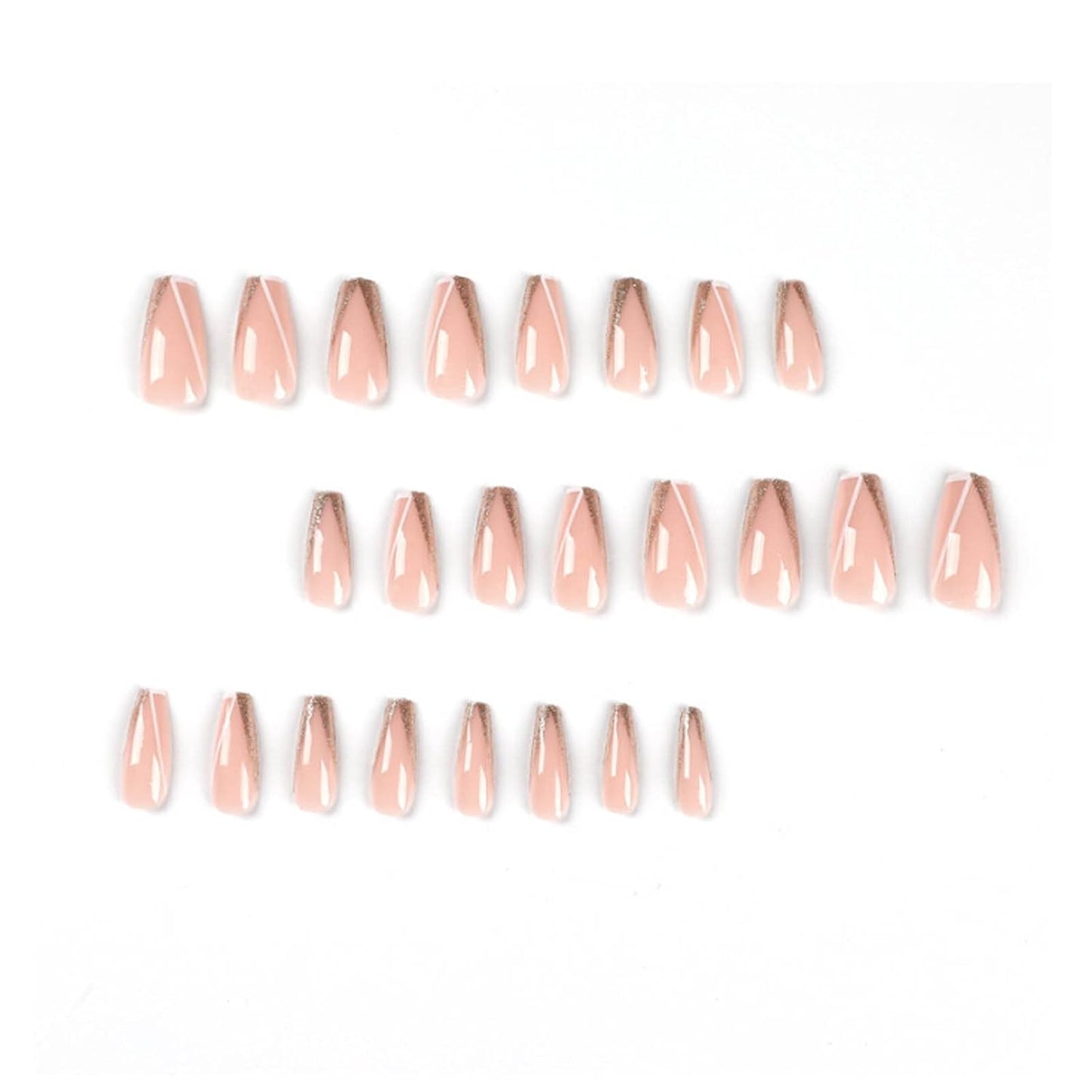 Bling Multicolor Square French Press-On Nails - 24PCS Full Cover Nude Acrylic False Nails for Women and Girls