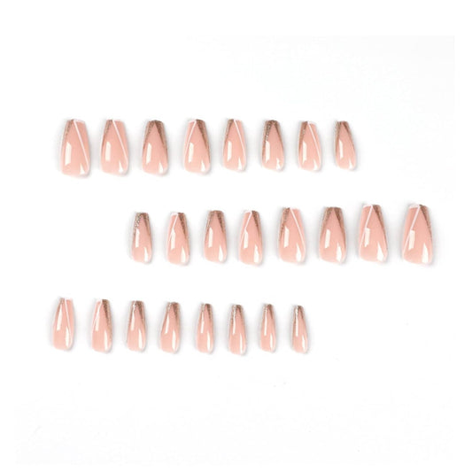 Bling Multicolor Square French Press-On Nails - 24PCS Full Cover Nude Acrylic False Nails for Women and Girls
