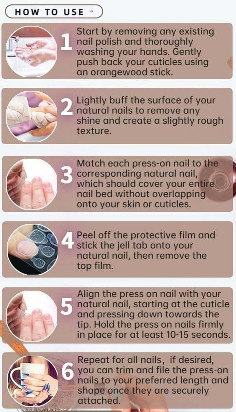 Chic Butterfly Press-On Nails - Medium Almond Brown with Striped Design, 24 Pcs Fall Collection for Women