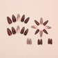 Chic Butterfly Press-On Nails - Medium Almond Brown with Striped Design, 24 Pcs Fall Collection for Women