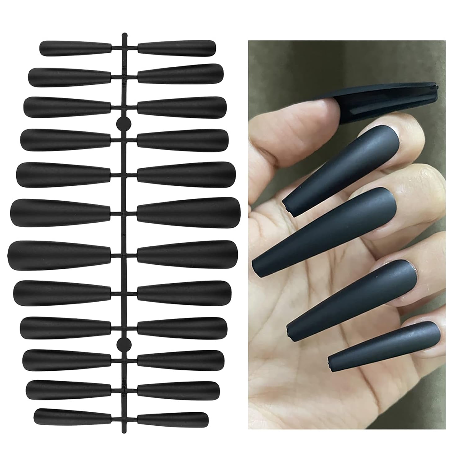 240Pcs XXL Extra Long Ballerina Press on Nails - 10 Color Matte Coffin Acrylic Full Cover Tips for Stunning Manicures