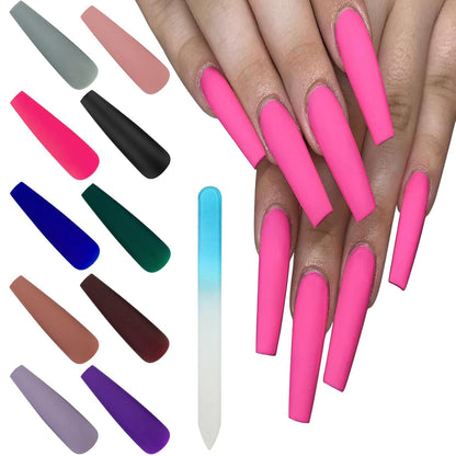 240Pcs XXL Extra Long Ballerina Press on Nails - 10 Color Matte Coffin Acrylic Full Cover Tips for Stunning Manicures