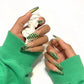 Glamorous Green French Tip Coffin Press-On Nails - 24Pcs Ballerina Acrylics with Chic Crocodile Pattern for Women and Girls