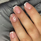 24Pcs Elegant Fairy White Flower Press-On Nails with Pink French Tips - Short Square Design for Effortless DIY Manicure