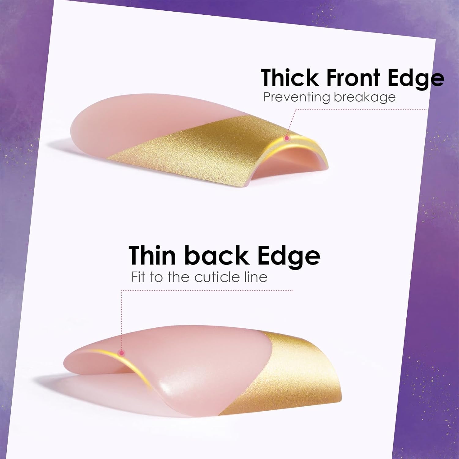 Glamorous Gold Chrome French Tip Press-On Nails - 150 Pcs Medium Almond DIY Gel Nail Tips with Stunning Designs