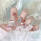 Luxury 24Pcs Butterfly Flower Press-On Nails with Rhinestones - Removable Full Cover Acrylic Fake Nails with Glue