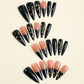 Glamorous 24Pc Halloween Almond Press-On Nails - Sharp French Ballerina Design with Diamond Accents