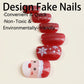 24Pcs Christmas Press on Nails Short Square Fake Nails Santa Claus Full Cover Glue on Nails with Cute Elk Snowflake Design Glossy Stick on Nail Red Coffin Acrylic False Nails for Women Christmas Decor