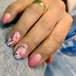 24Pcs Elegant Fairy White Flower Press-On Nails with Pink French Tips - Short Square Design for Effortless DIY Manicure