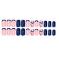 Glamorous Dark Blue French Tip Press-On Nails with Swirl Designs - 24 Pcs Full Cover Glitter Glossy Acrylic Manicure for Women & Girls