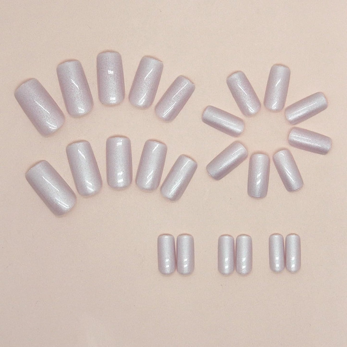 Glamorous Medium Square Chrome Press-On Nails - 24 Pcs Glossy Squoval Aurora Pearl Design