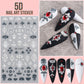5D Flower Nail Art Sticker Decals Hollow Exquisite Pattern Nail Art Supplies Self-Adhesive Luxurious DIY Nail Art Decoration White Lace Flower Leaf Carving Design