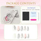 Glamorous Off-White & Pink Glitter Coffin Press-On Nails - 24 Reusable Full Cover Designs for Women & Girls