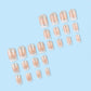 Glamorous Medium Press-On Nails - 24 Pcs Square French Tip Design with Silver Glitter & White Ombre - Glossy Nude Acrylic Stick-Ons for Effortless Elegance