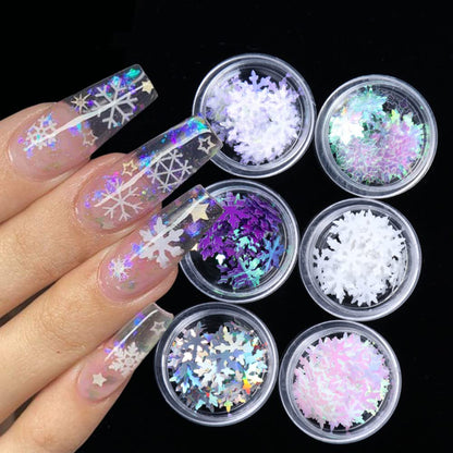 Christmas Snowflakes Ultrathin Nail Sequins Laser Sparkly Nail Glitter Flake Winter DIY Nail Decals Nail Decoration