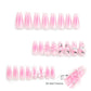 Glamorous 24Pcs Pink Coffin Press-On Nails with 3D Heart, Pearl & Star Charms - Stunning Full Cover Acrylic Nail Art for Women