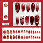 24Pcs Deep Red Baroque Starry Press-On Almond Nails - Stylish & Wearable Fake Nails for Women