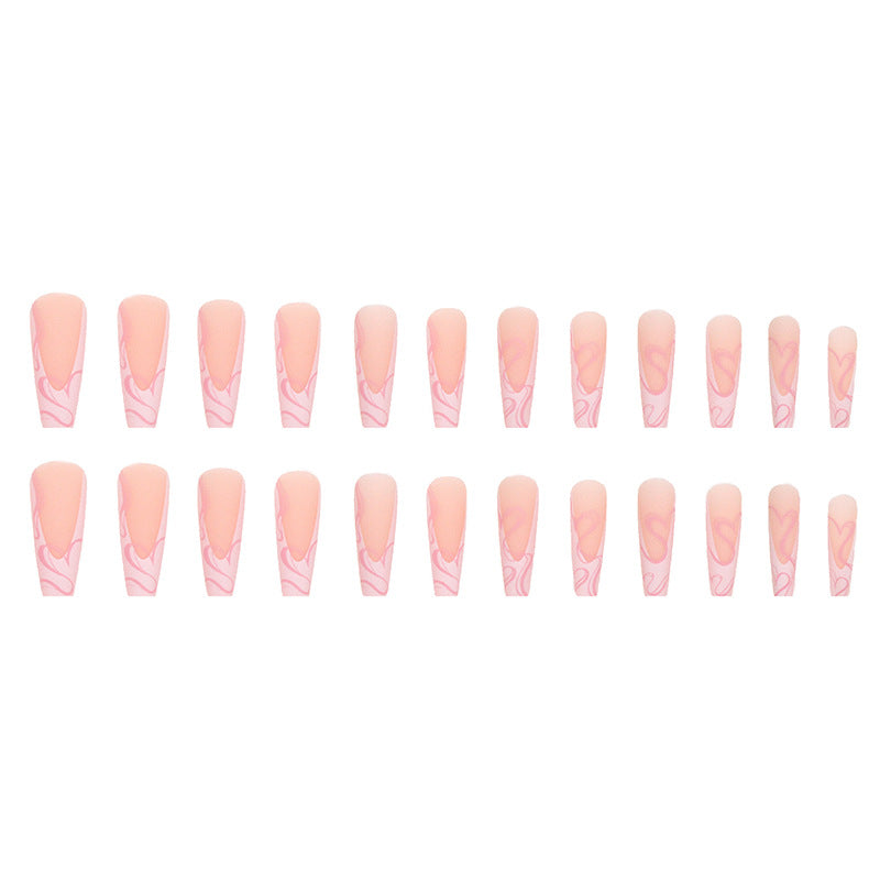 Chic Heart Stripe Press-On Nails for Effortless Style