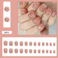 24Pcs Short Square Acrylic Press-On Nails - Pink White Ombre with Fireworks Design - Stylish Artificial Nails for Women & Girls