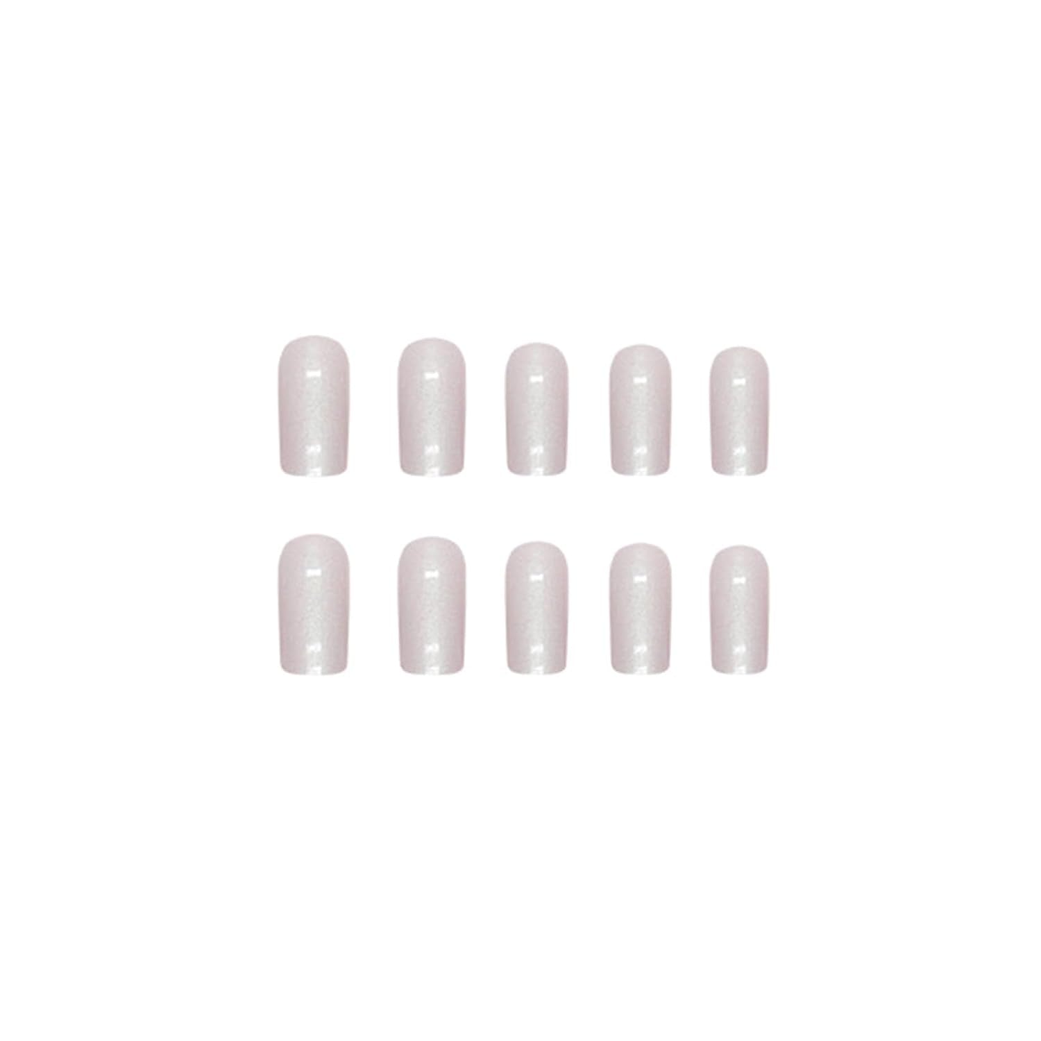 Glamorous Medium Square Chrome Press-On Nails - 24 Pcs Glossy Squoval Aurora Pearl Design