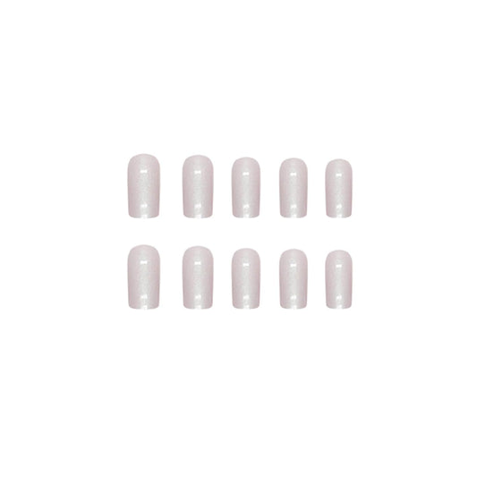Glamorous Medium Square Chrome Press-On Nails - 24 Pcs Glossy Squoval Aurora Pearl Design